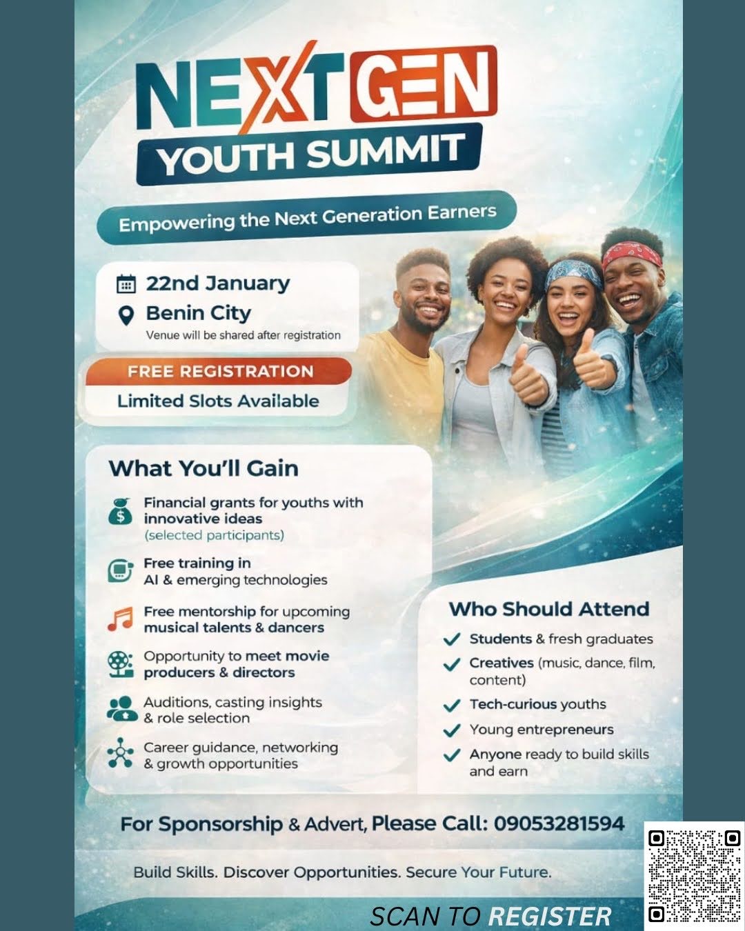 NEXT GEN YOUTH SUMMIT – BENIN CITY flier